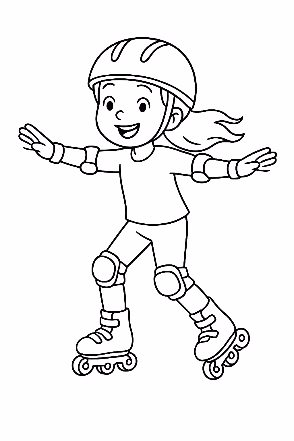 Menina patins min para colorir — desenho para imprimir