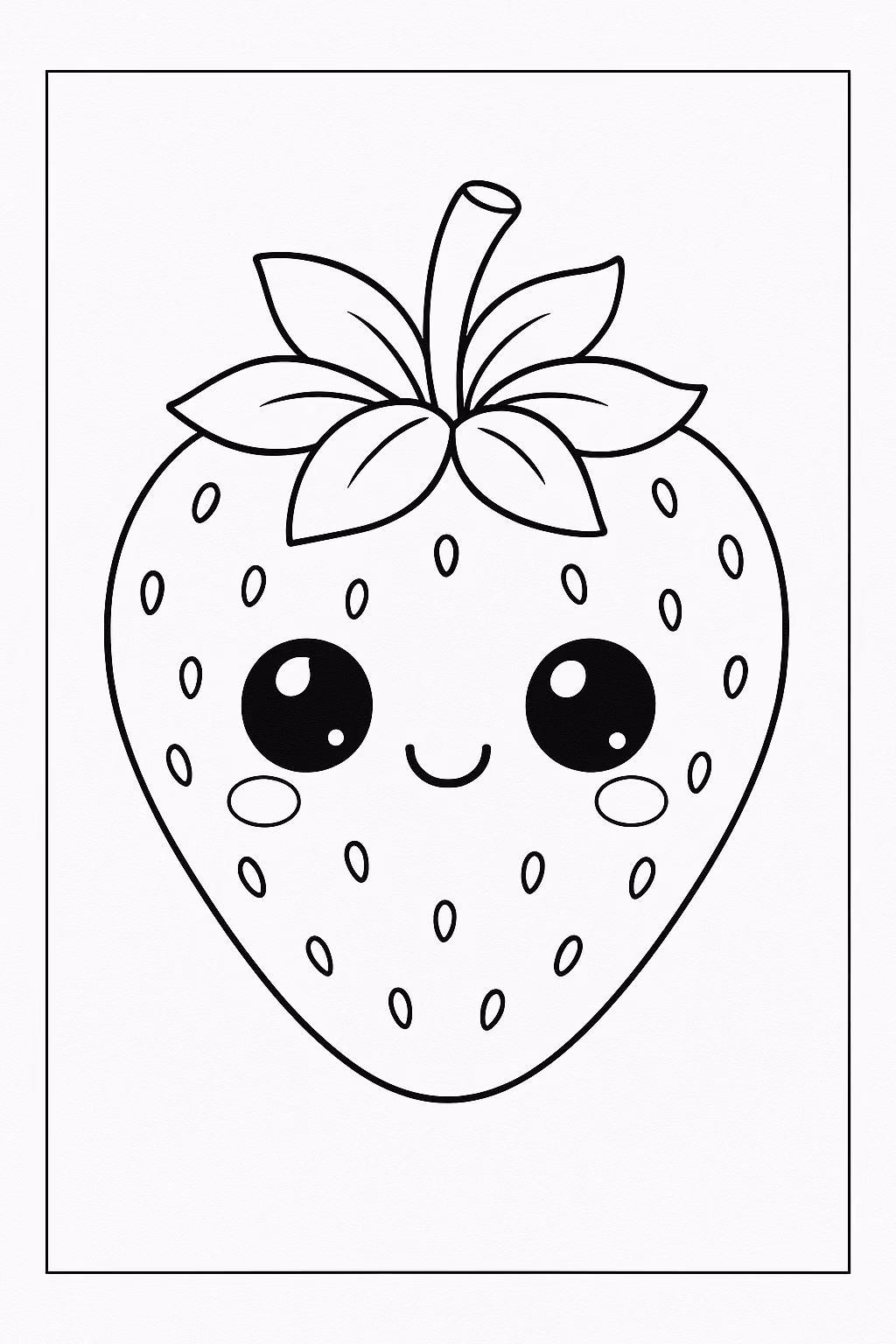 Morango kawaii min para colorir — desenho para imprimir