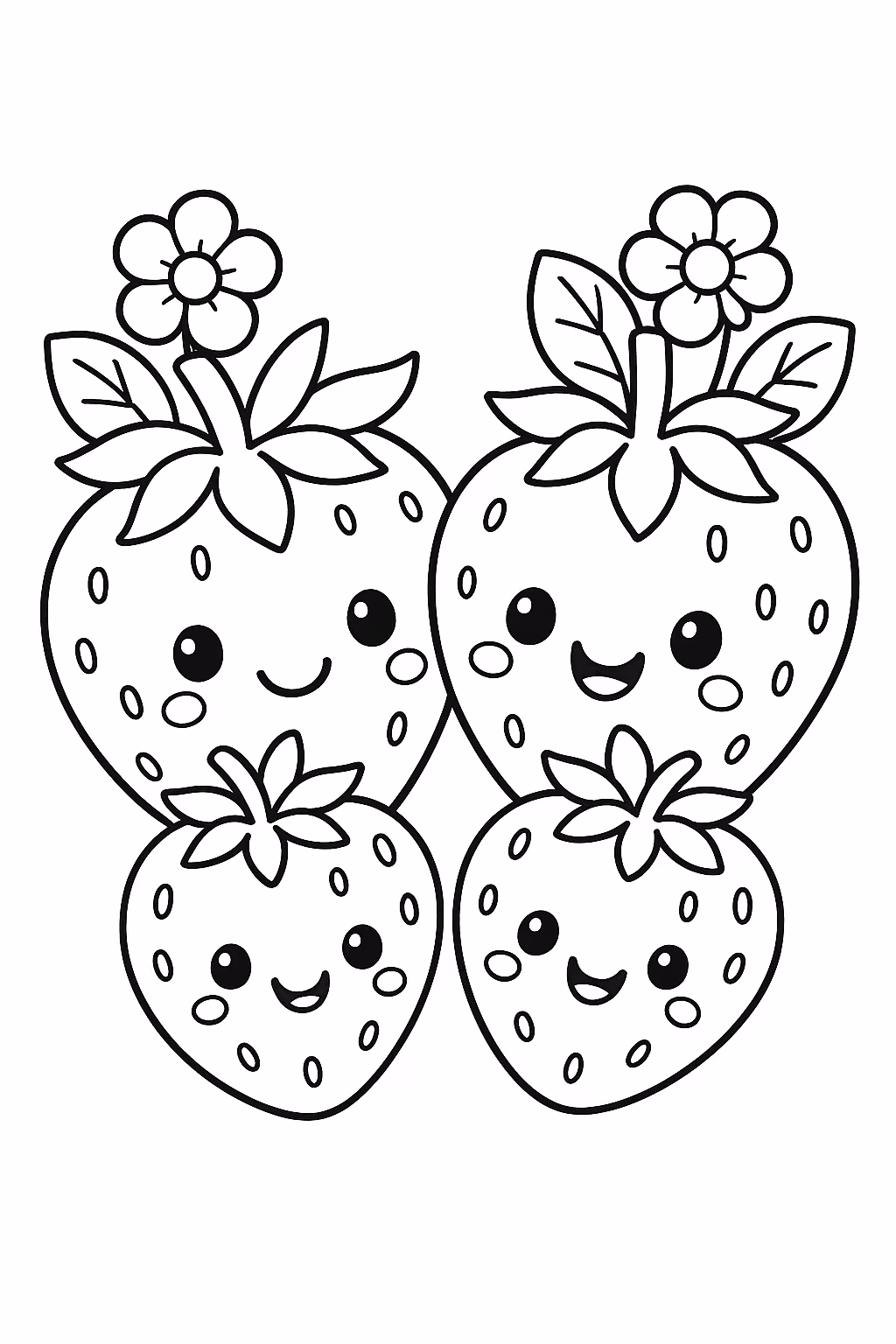 Morango familia min para colorir — desenho para imprimir