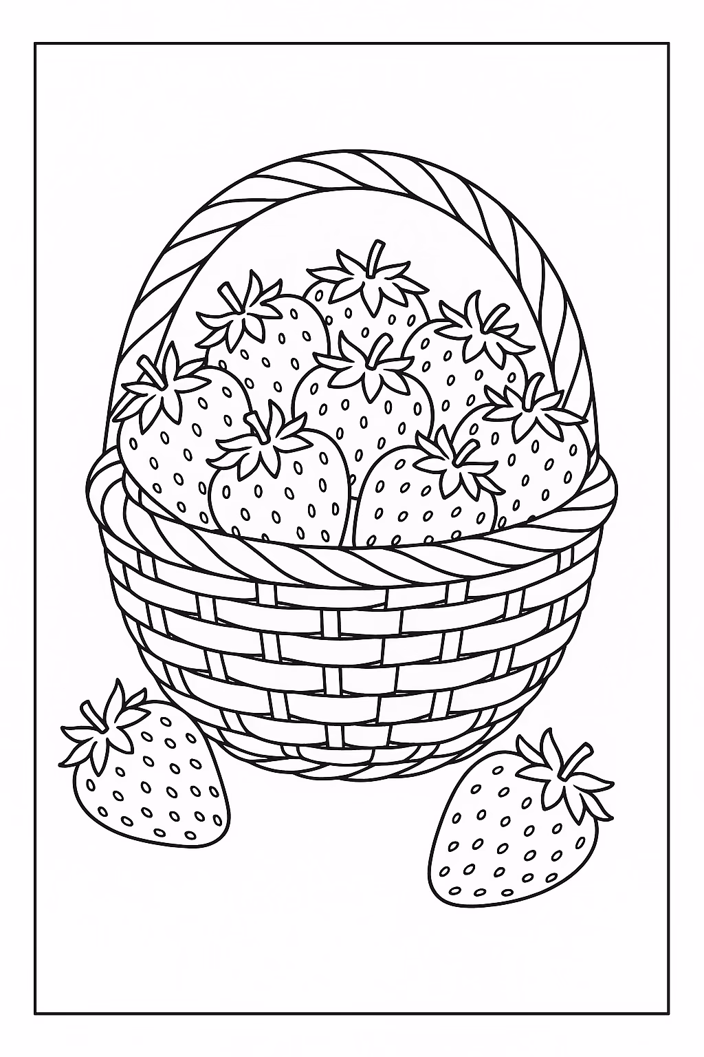 Morango cesta min para colorir — desenho para imprimir