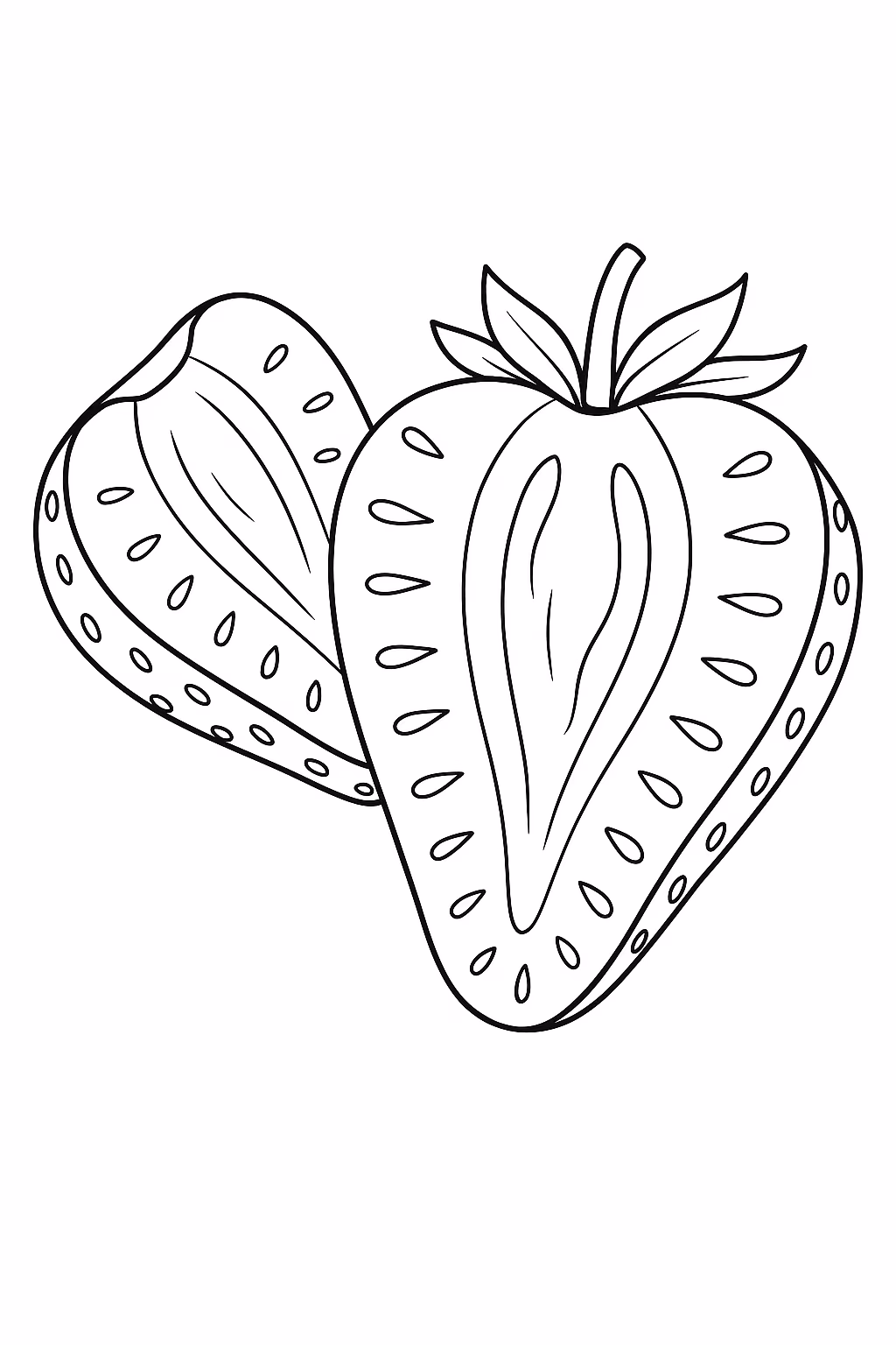 Morango fatias min para colorir — desenho para imprimir