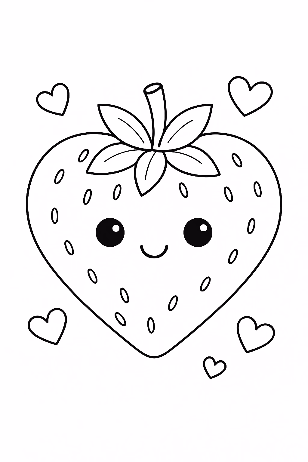 Morango coracao min para colorir — desenho para imprimir