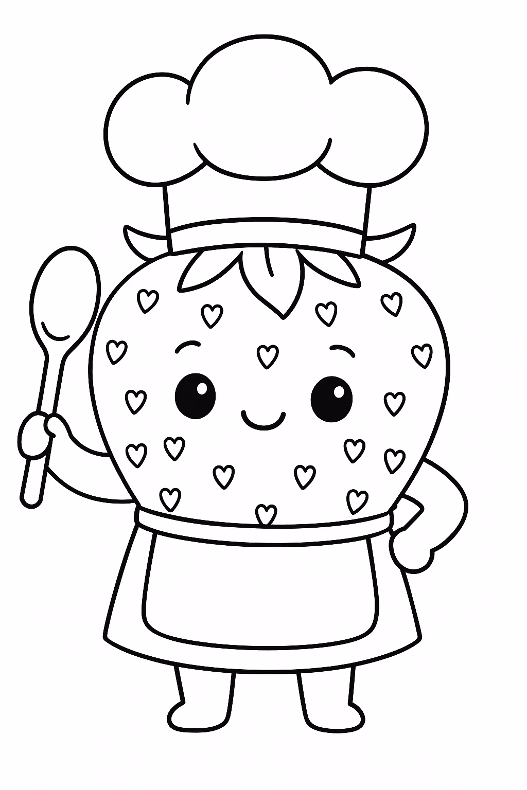 Morango chef min para colorir — desenho para imprimir