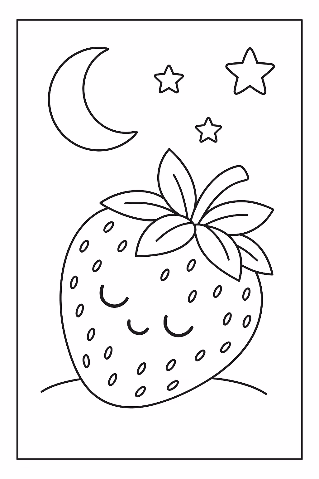 Morango dormindo min para colorir — desenho para imprimir