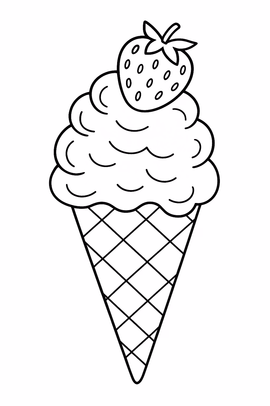 Morango sorvete min para colorir — desenho para imprimir