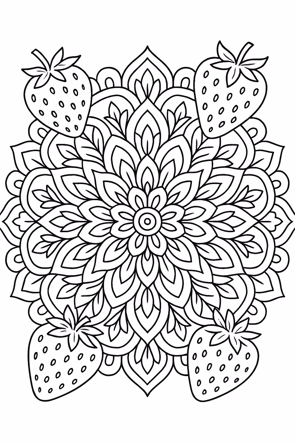 Morango mandala min para colorir — desenho para imprimir