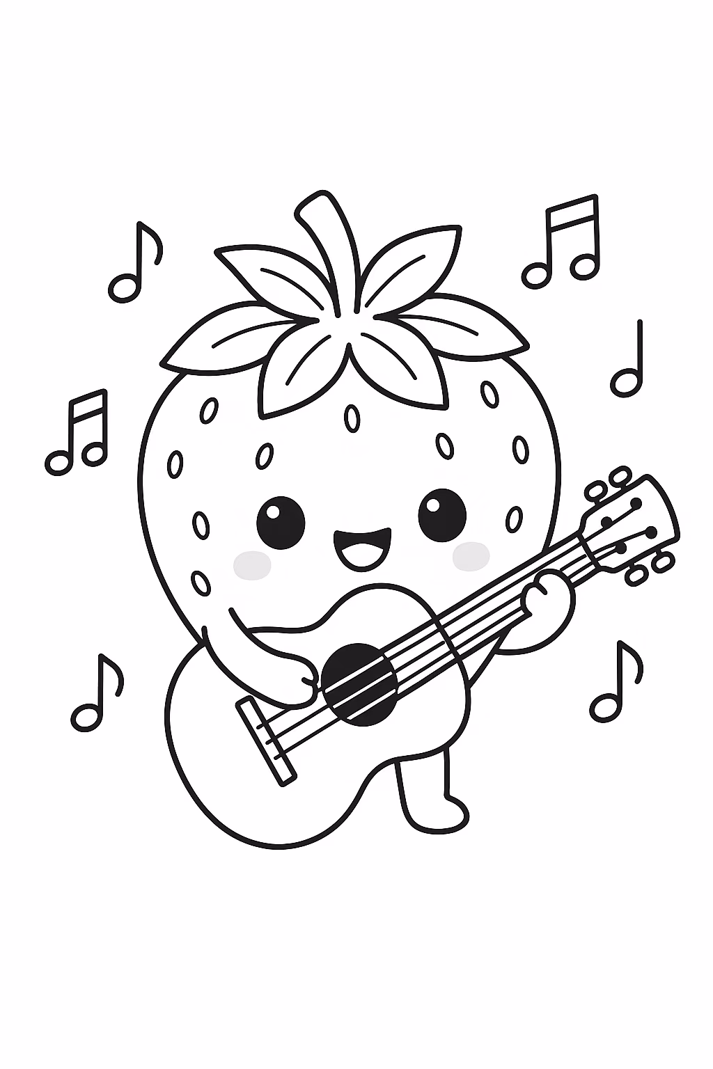 Morango musico min para colorir — desenho para imprimir