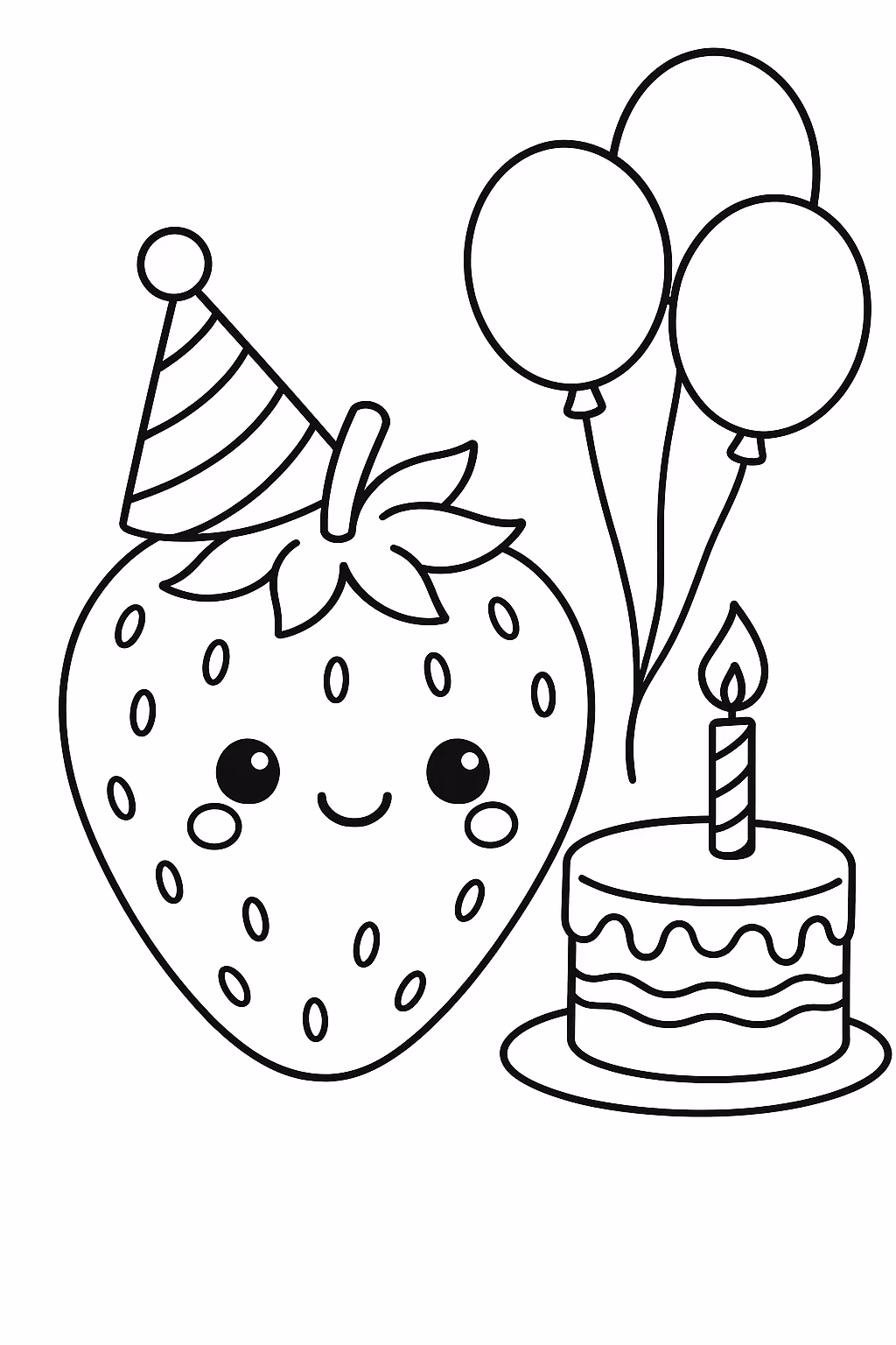 Morango aniversario min para colorir — desenho para imprimir