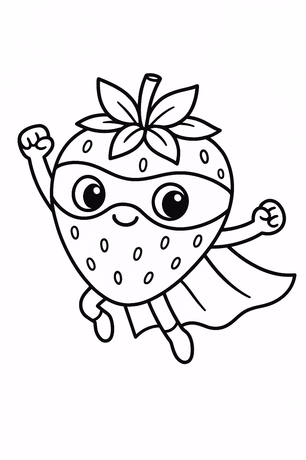 Morango super heroi min para colorir — desenho para imprimir