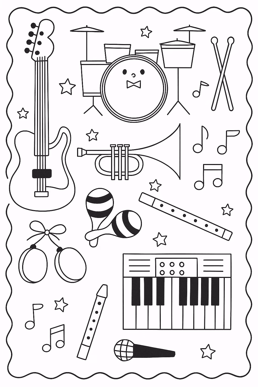 Musica para colorir — desenho para imprimir