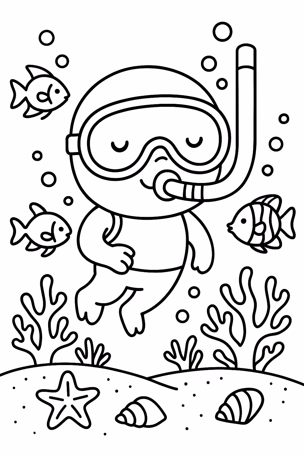 Praia para colorir — desenho para imprimir