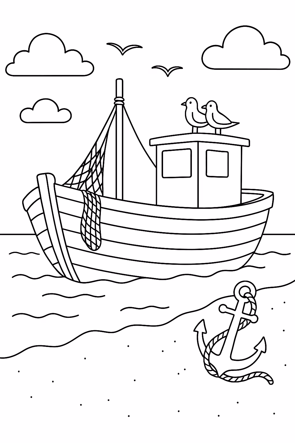 Praia para colorir — desenho para imprimir