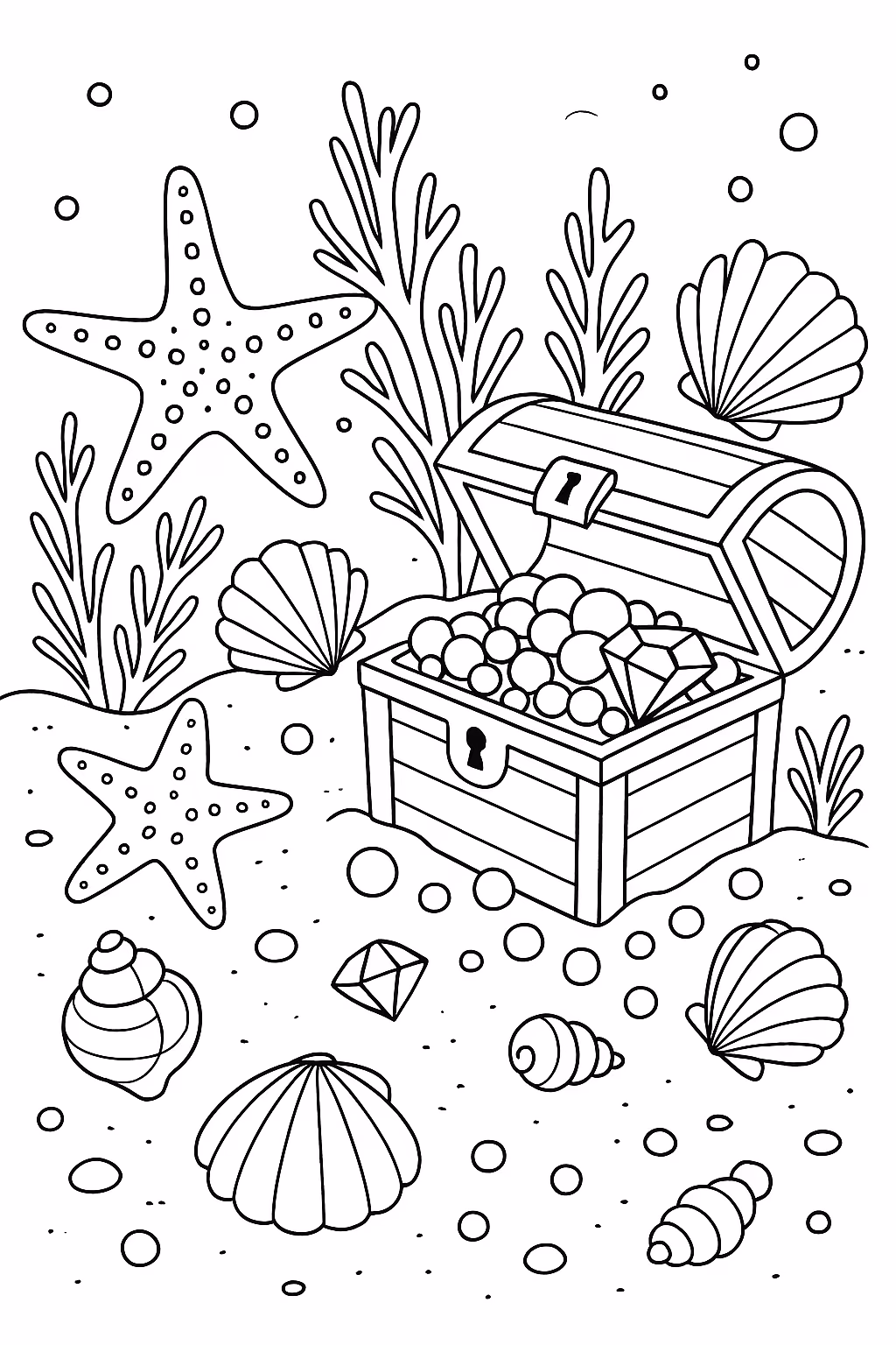 Praia para colorir — desenho para imprimir