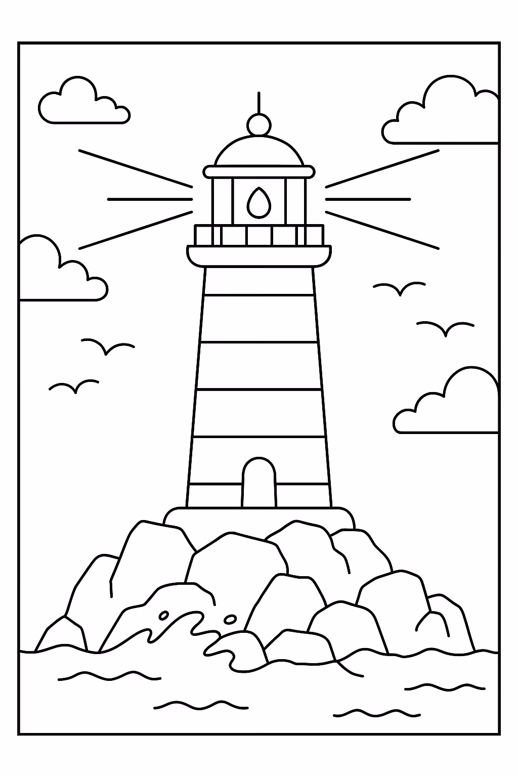 Praia para colorir — desenho para imprimir