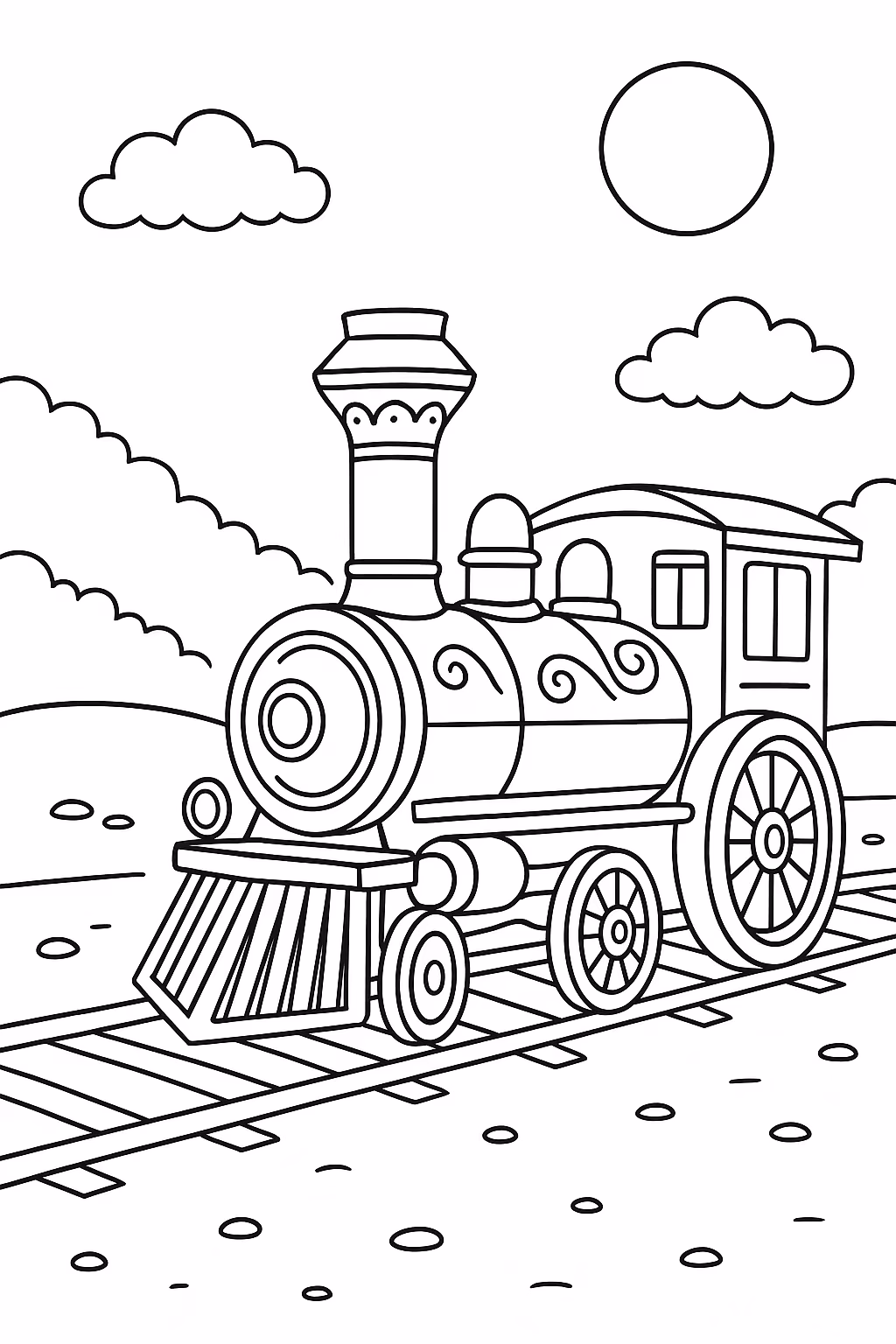 Trem para colorir — desenho para imprimir