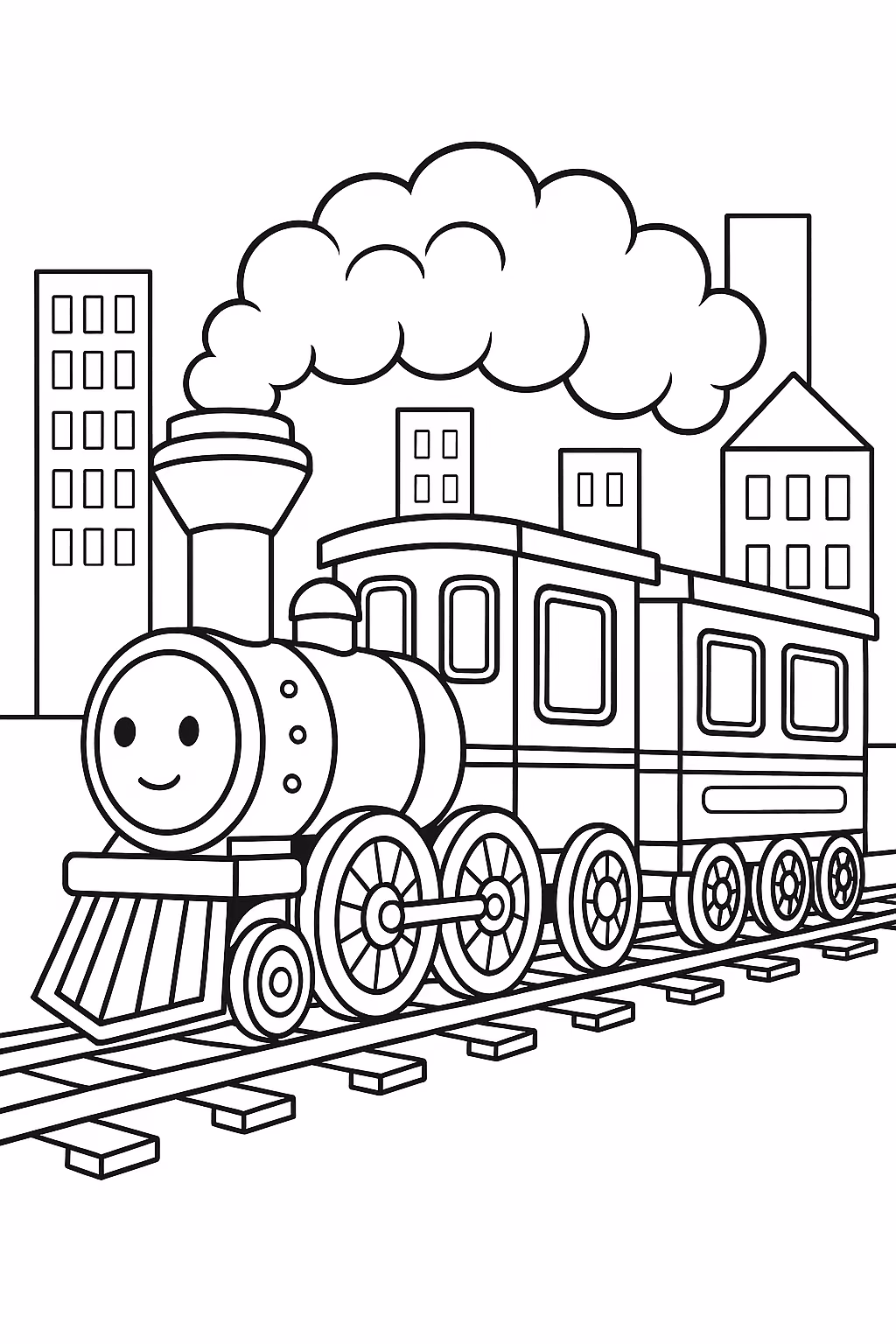 Trem para colorir — desenho para imprimir