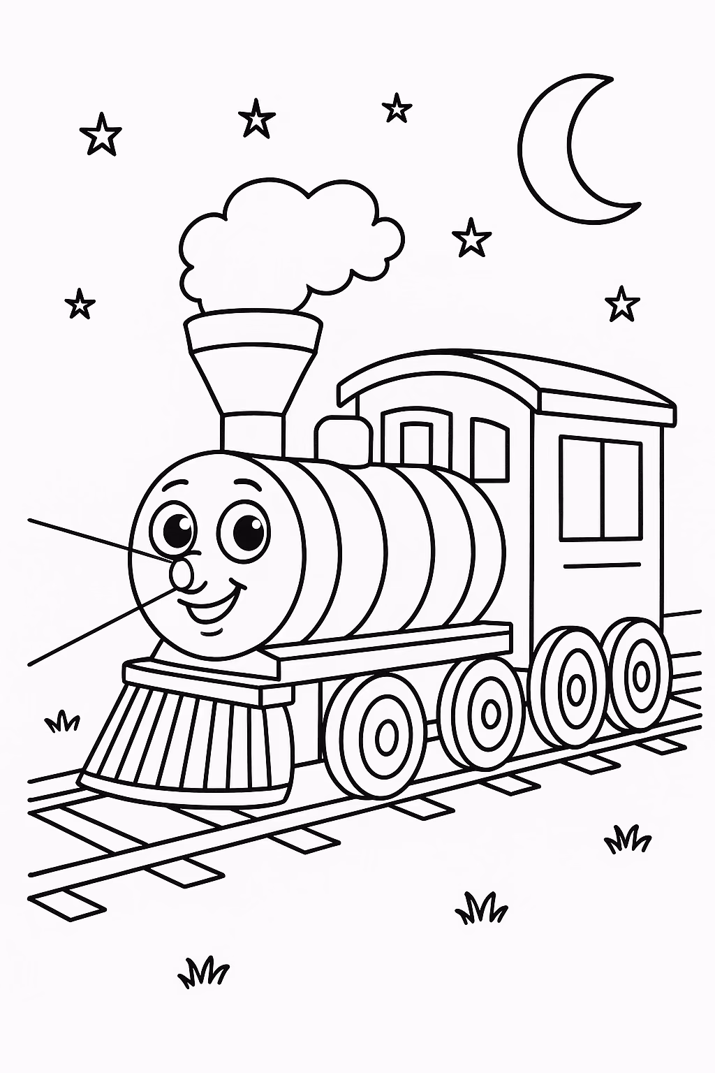 Trem para colorir — desenho para imprimir