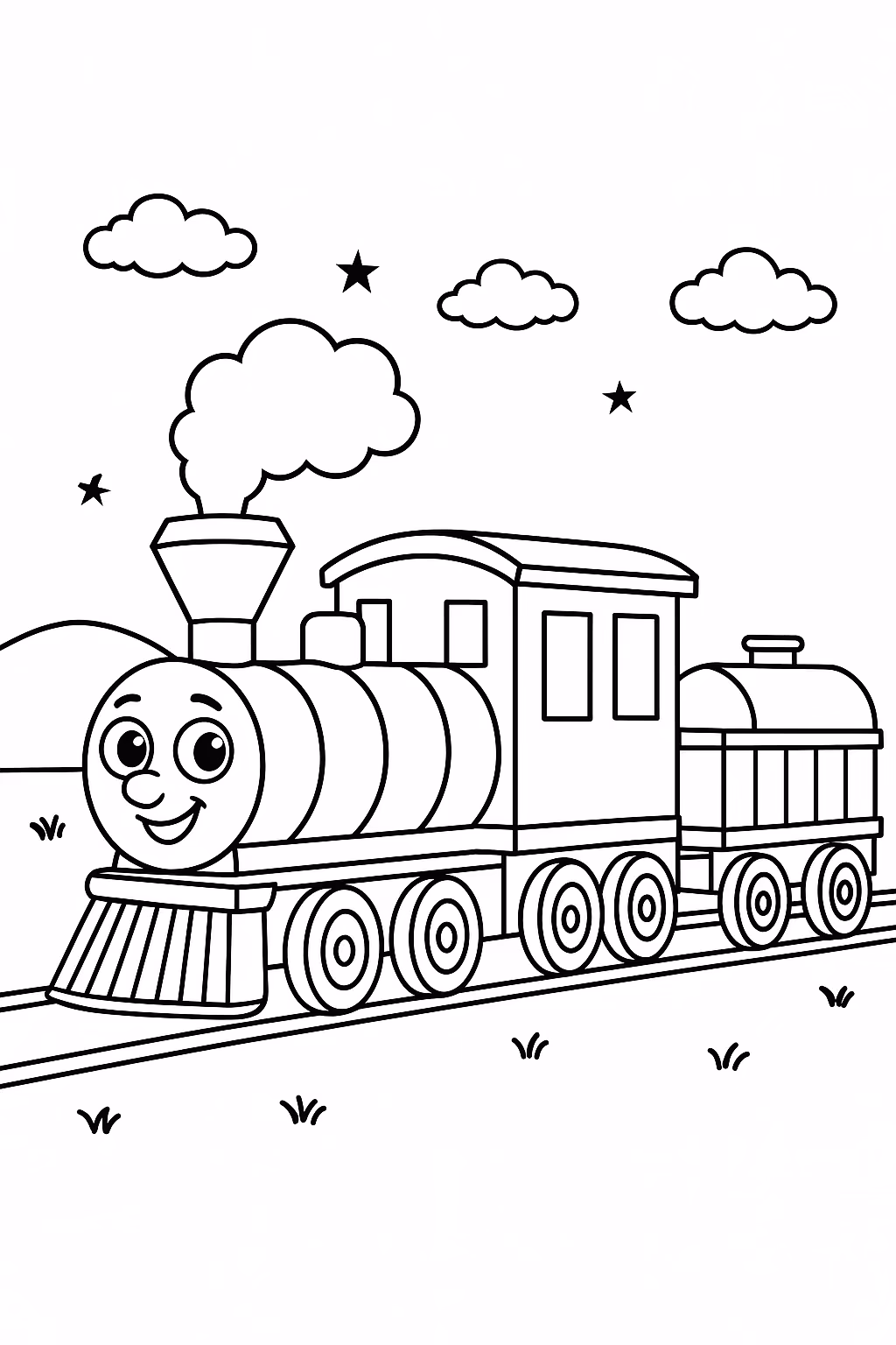 Trem para colorir — desenho para imprimir