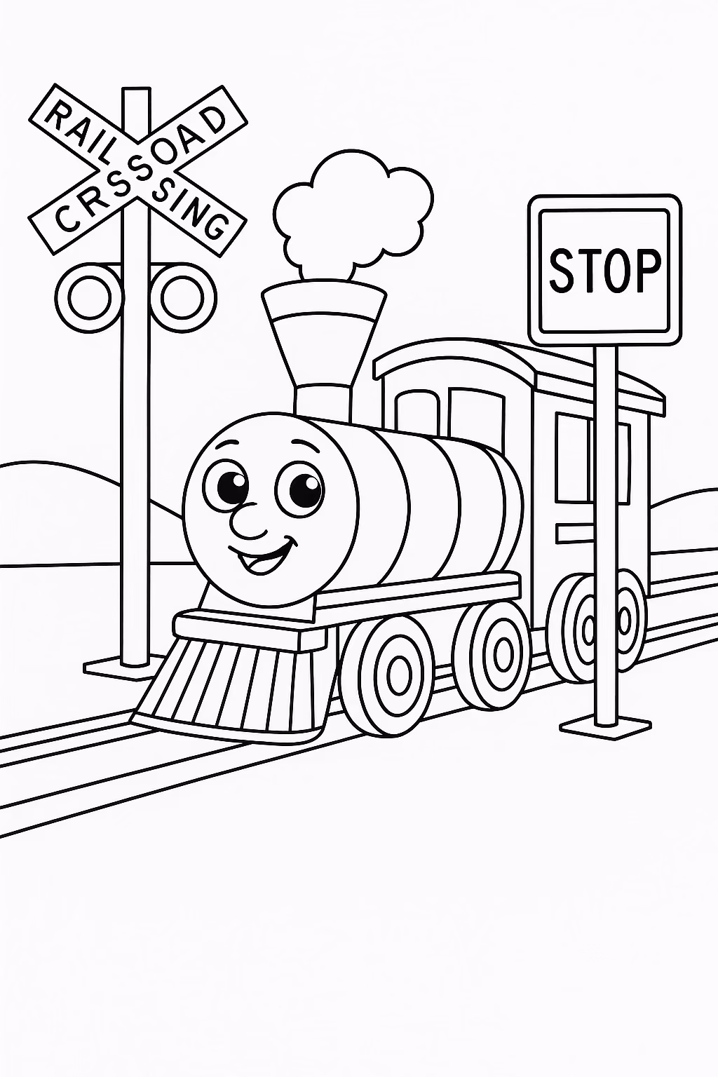 Trem para colorir — desenho para imprimir