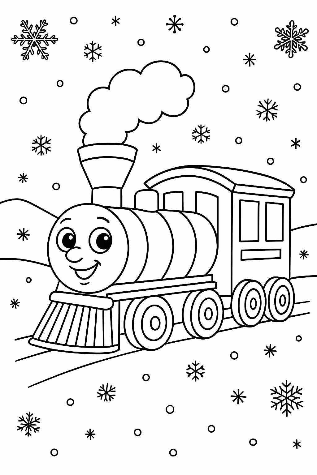 Trem para colorir — desenho para imprimir