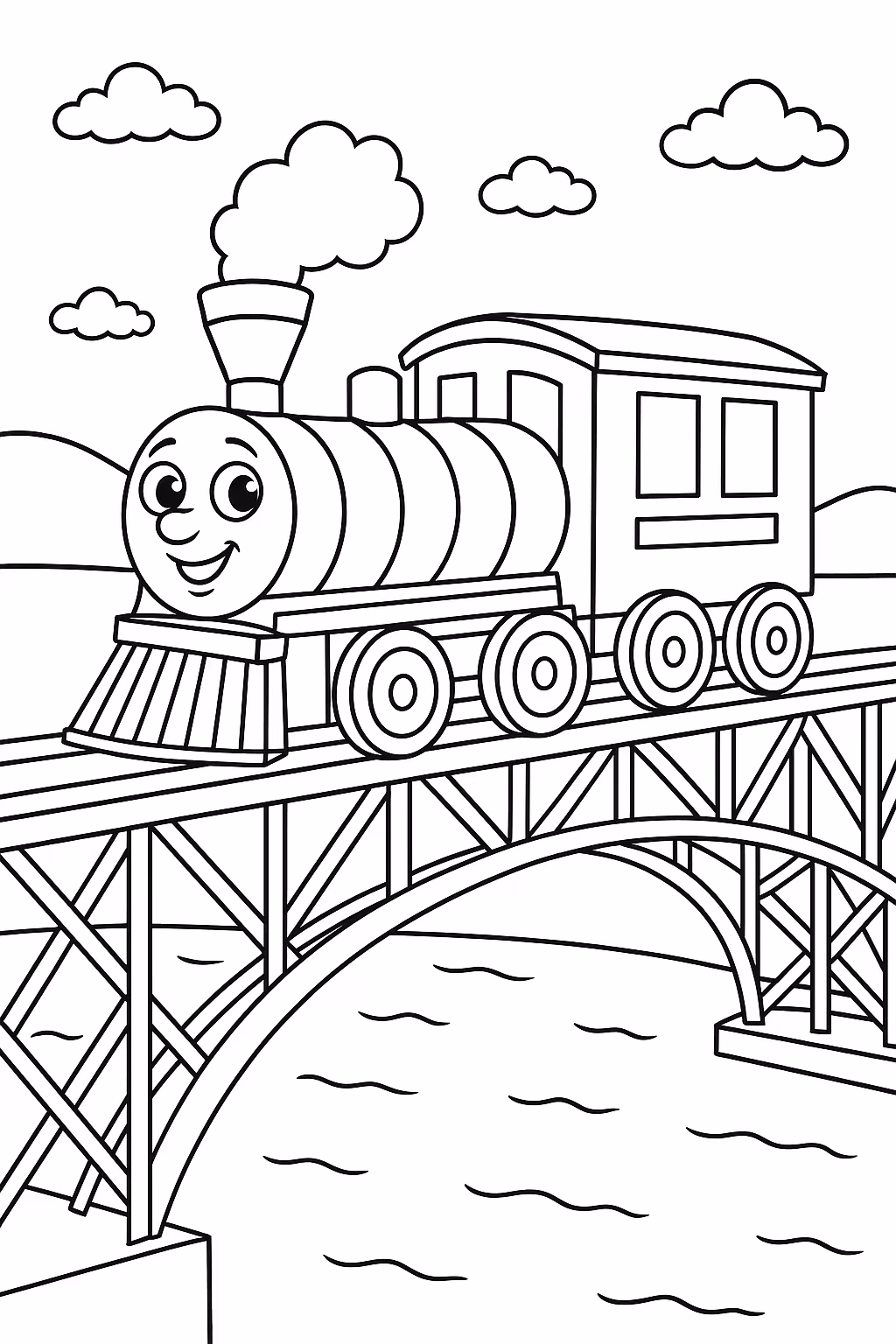 Trem para colorir — desenho para imprimir