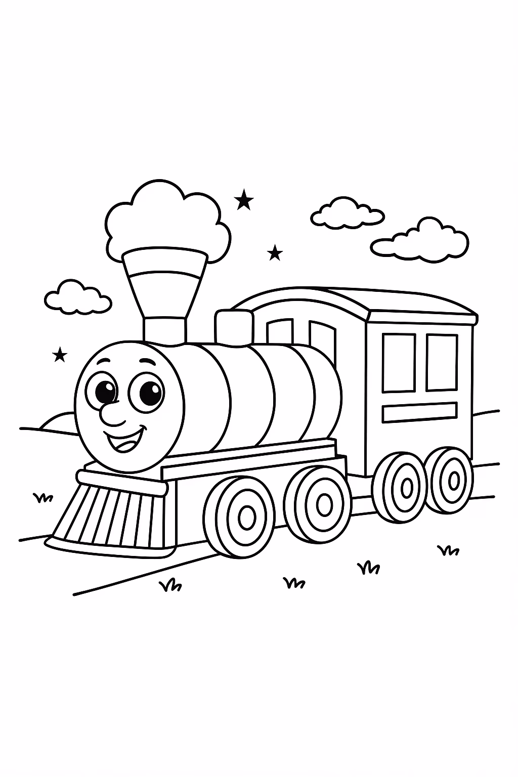 Trem para colorir — desenho para imprimir