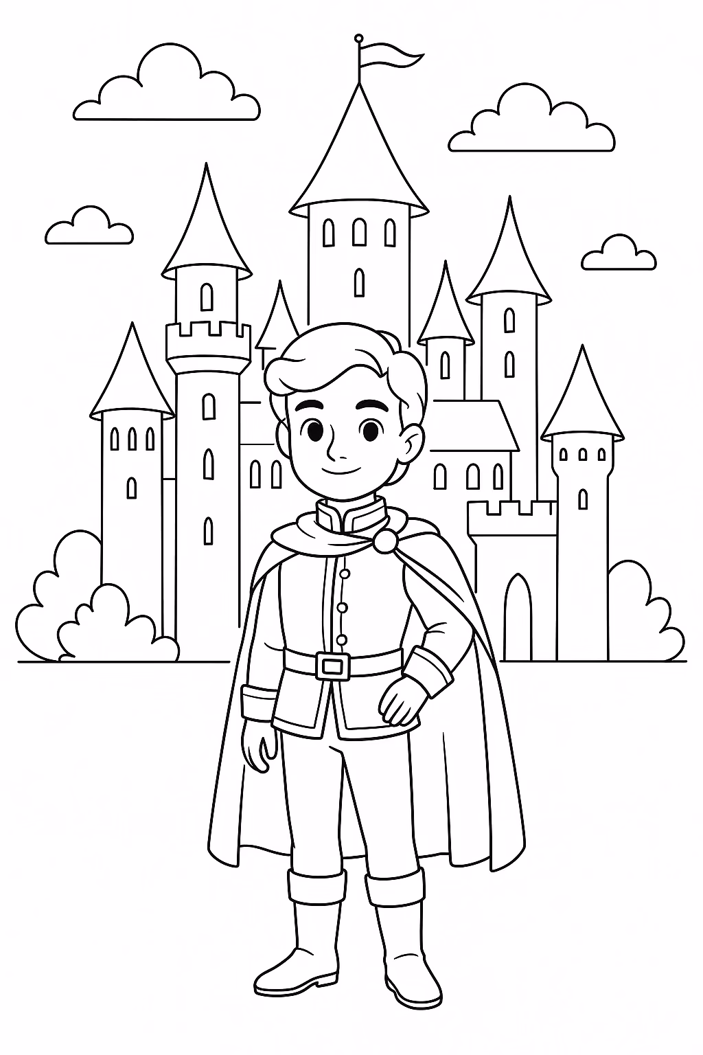 Principe para colorir — desenho para imprimir