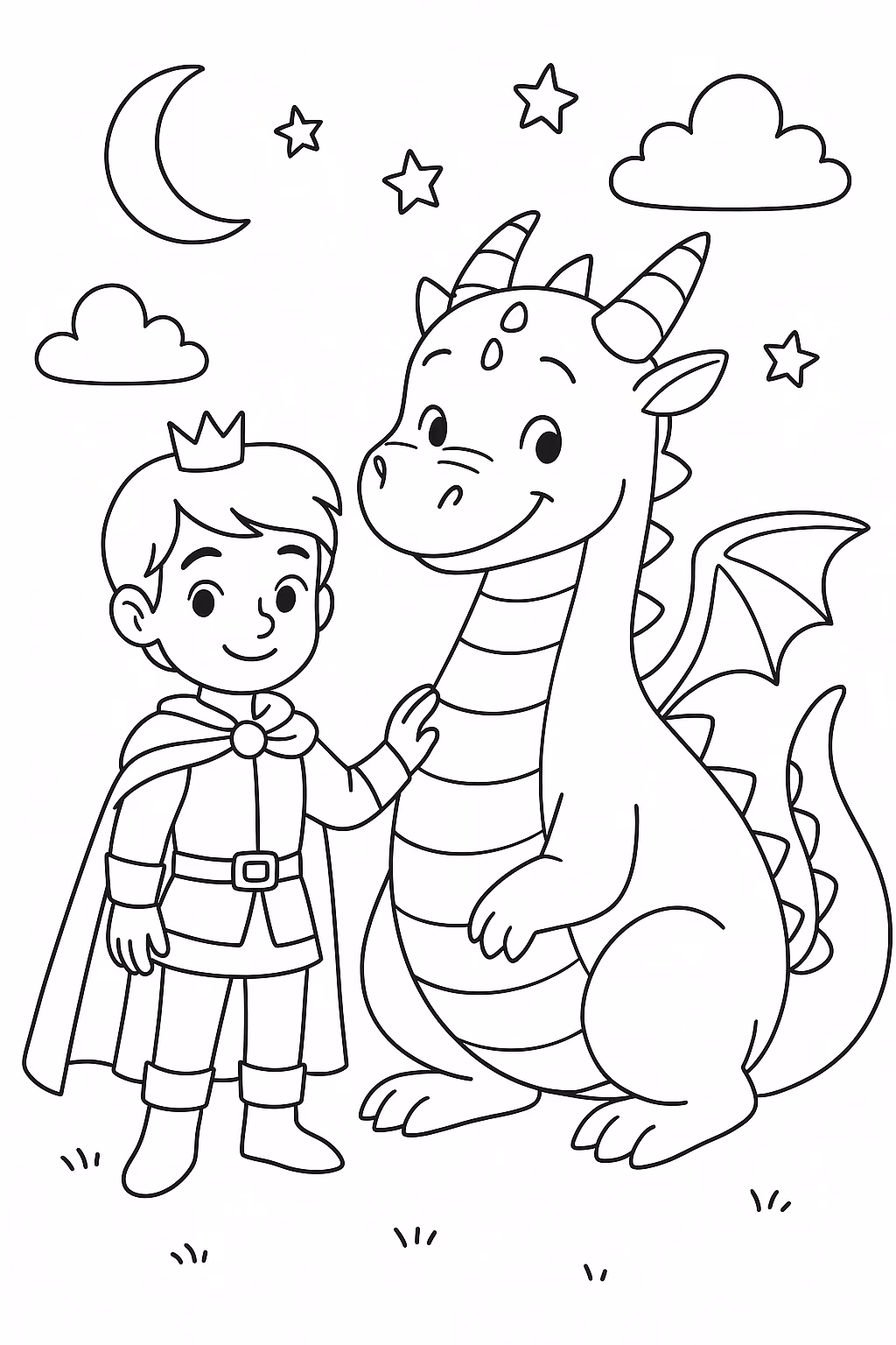 Principe para colorir — desenho para imprimir