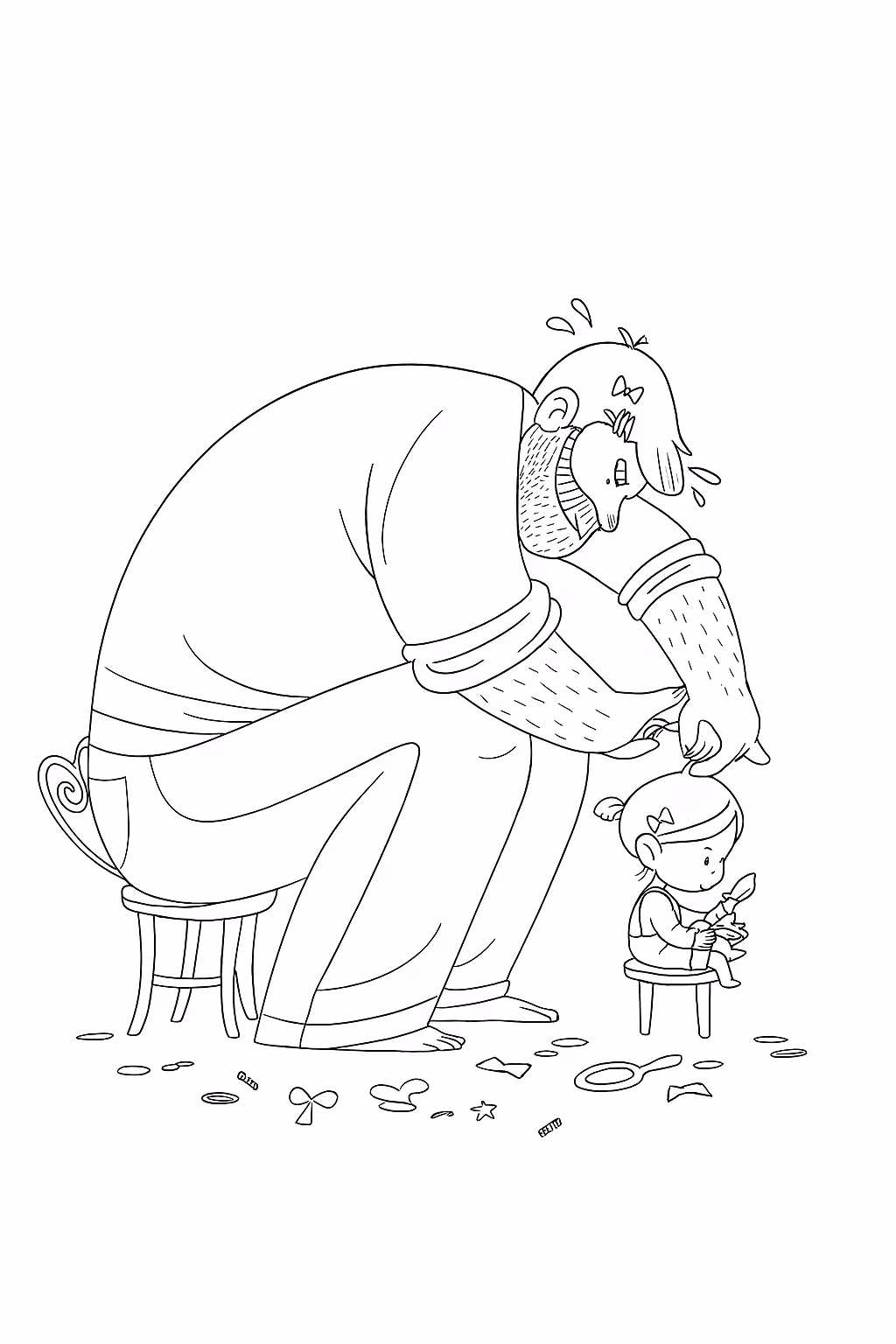 Dia dos pais para colorir — desenho para imprimir