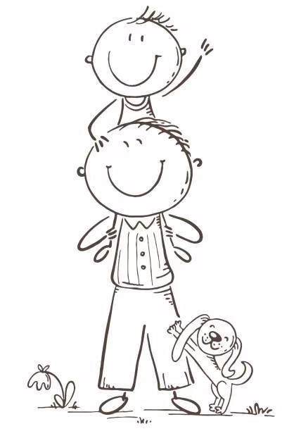 Dia dos pais para colorir — desenho para imprimir