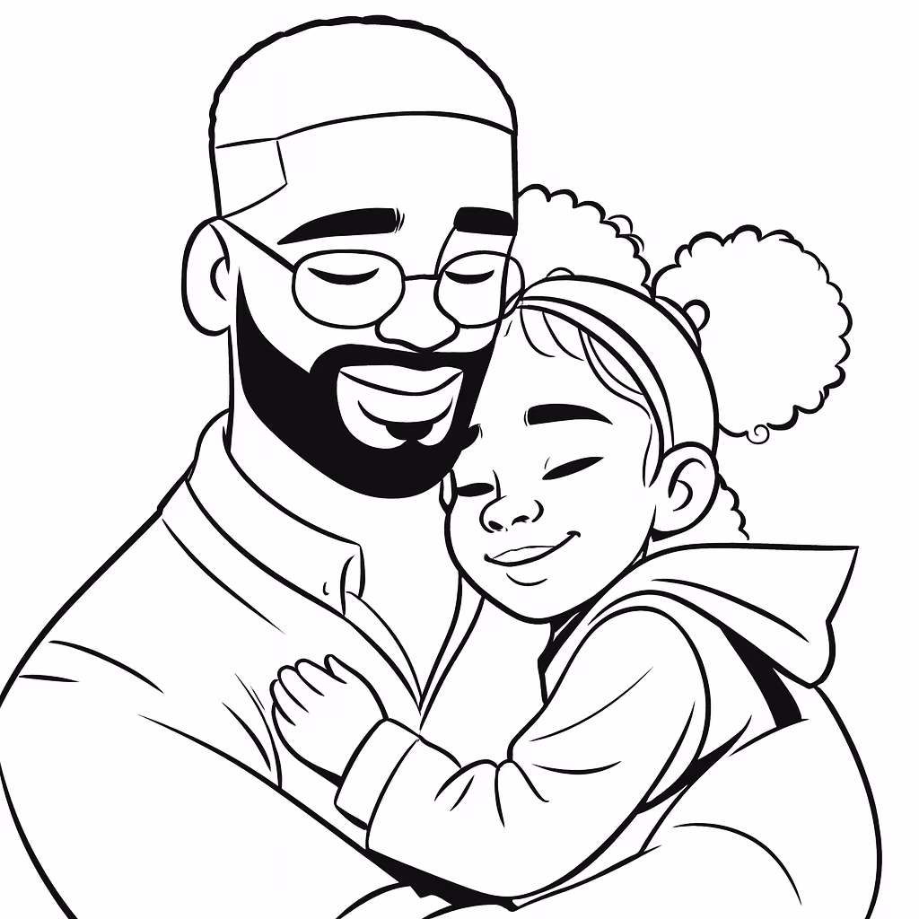 Dia dos pais para colorir — desenho para imprimir
