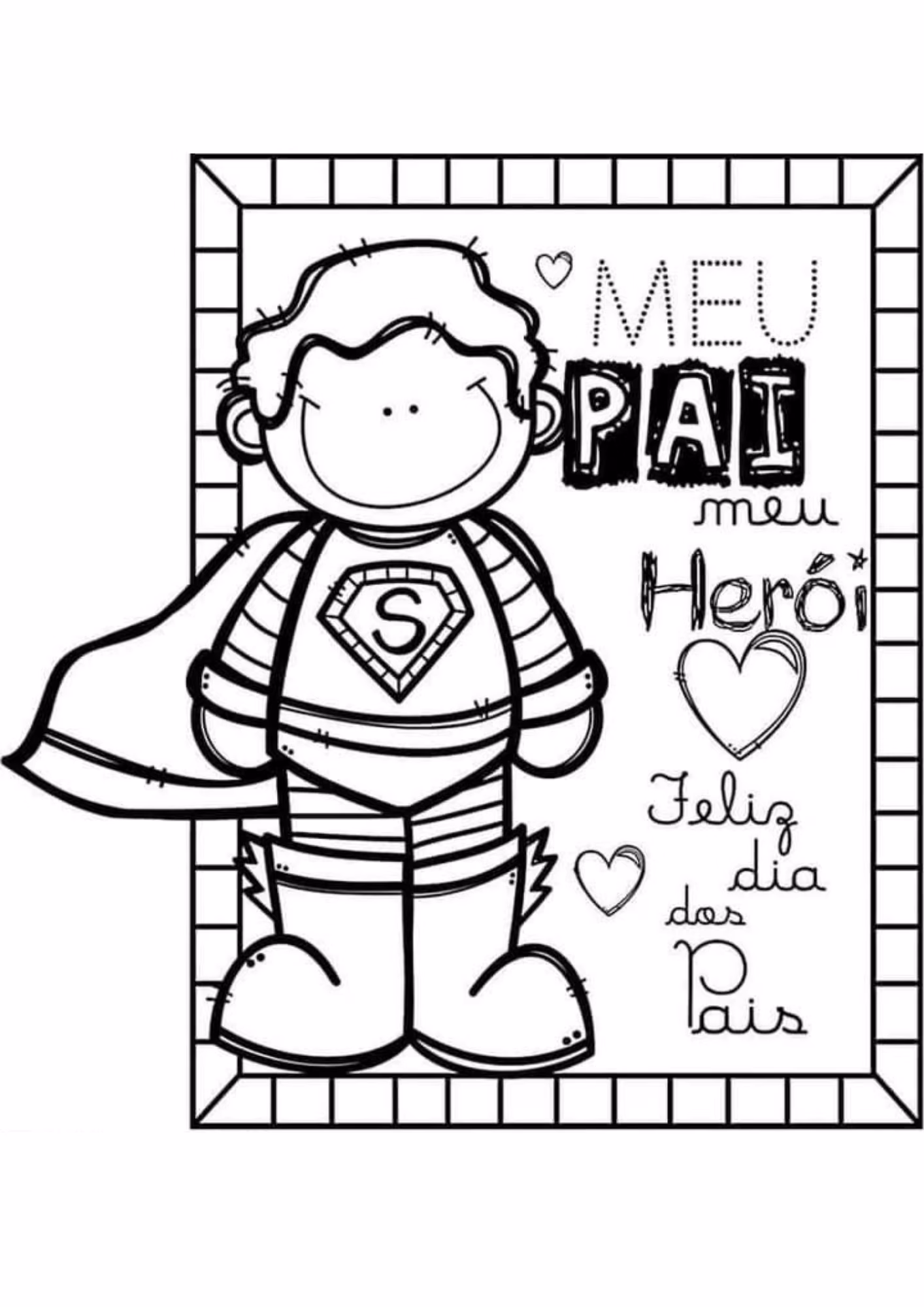 Dia dos pais e para colorir — desenho para imprimir