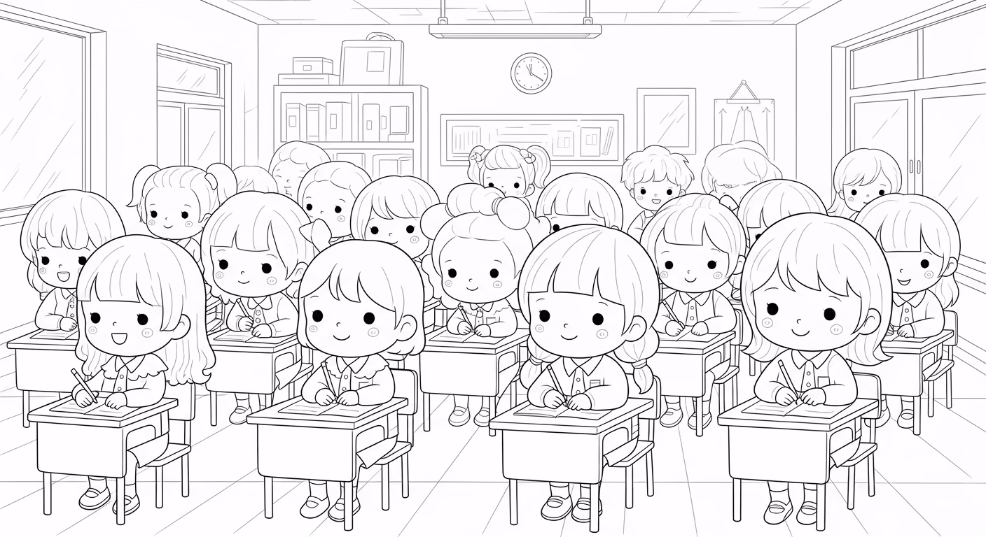 Escola e para colorir — desenho para imprimir
