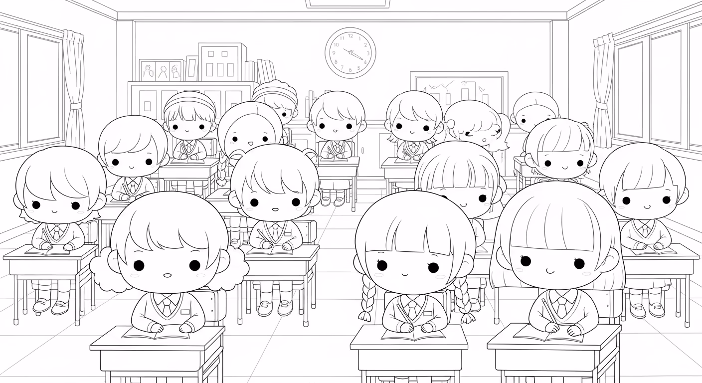 Escola e para colorir — desenho para imprimir
