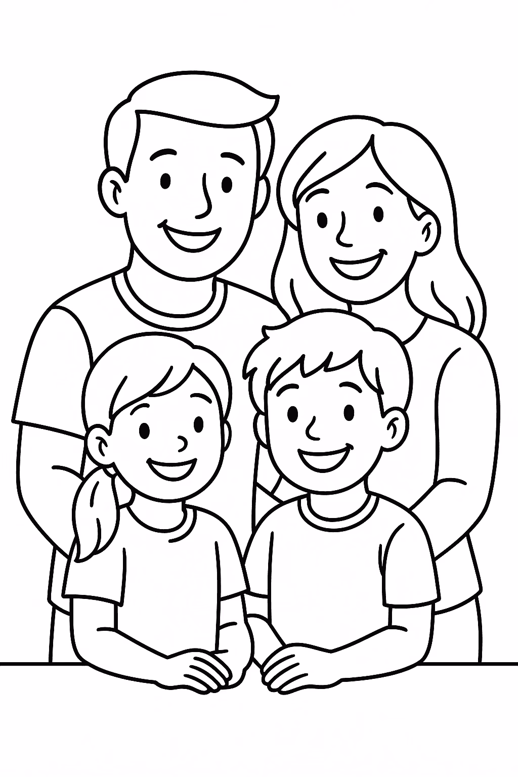 Familia retrato para colorir — desenho para imprimir