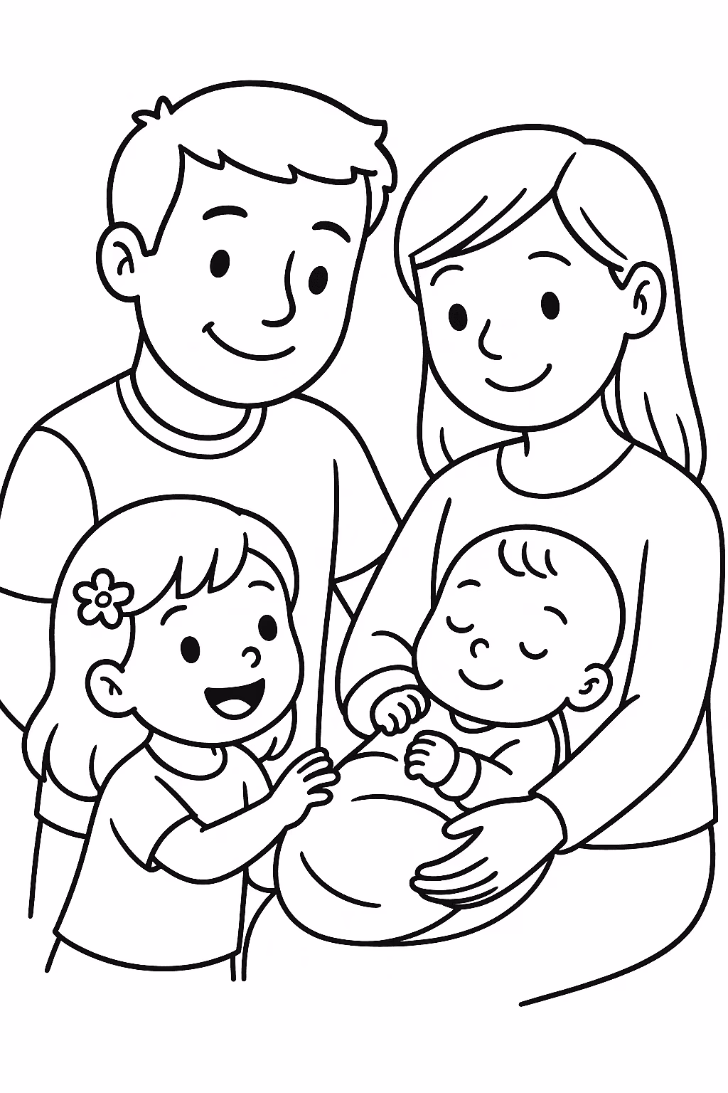 Familia bebes para colorir — desenho para imprimir
