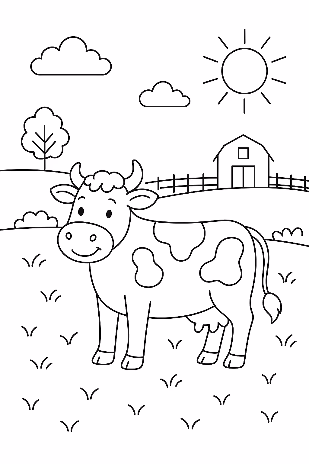Fazenda vaca min para colorir — desenho para imprimir