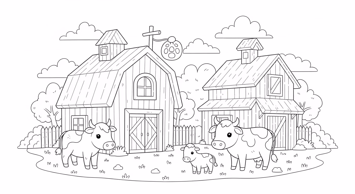 Fazenda e para colorir — desenho para imprimir
