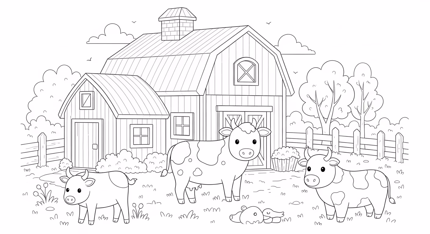 Fazenda e para colorir — desenho para imprimir