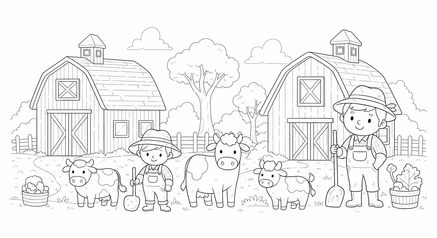 Fazenda e para colorir — desenho para imprimir