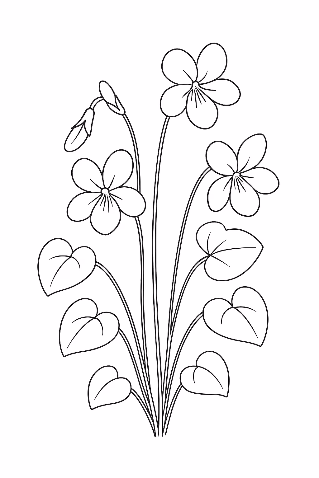 Flor violeta min para colorir — desenho para imprimir