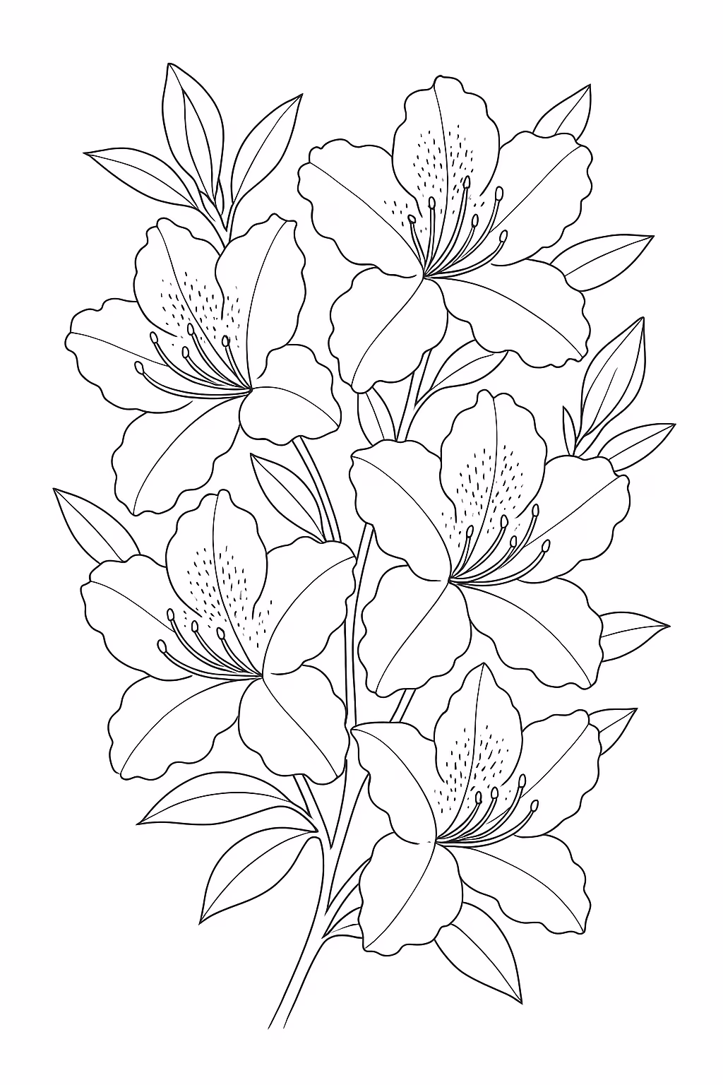 Flor azaleia min para colorir — desenho para imprimir