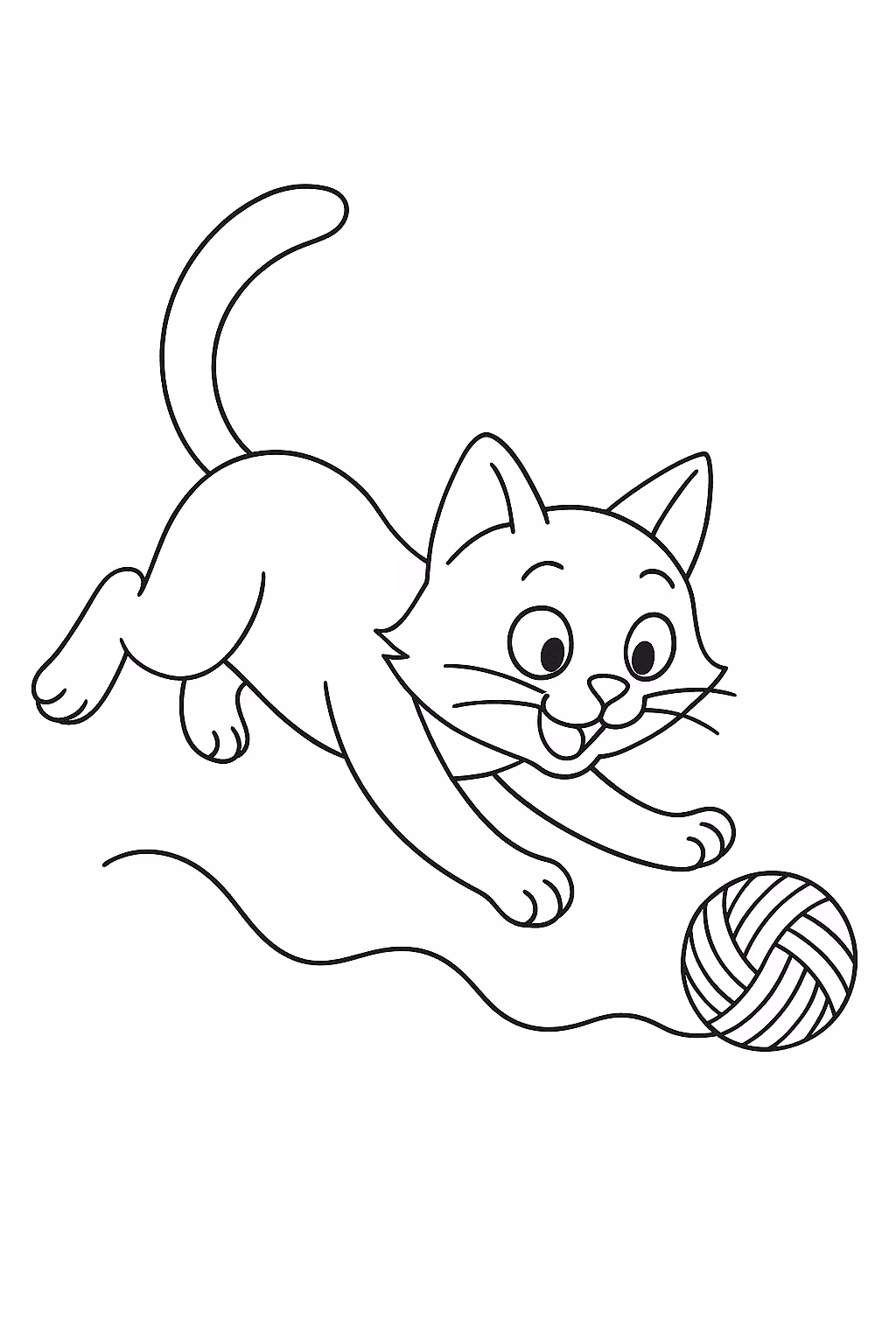 Gato brincando para colorir — desenho para imprimir