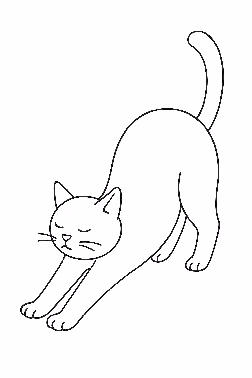 Gato esticando para colorir — desenho para imprimir