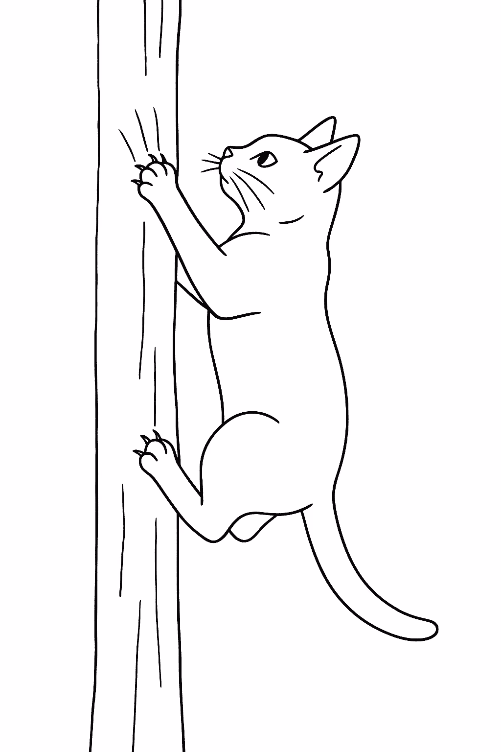 Gato subindo arvore para colorir — desenho para imprimir