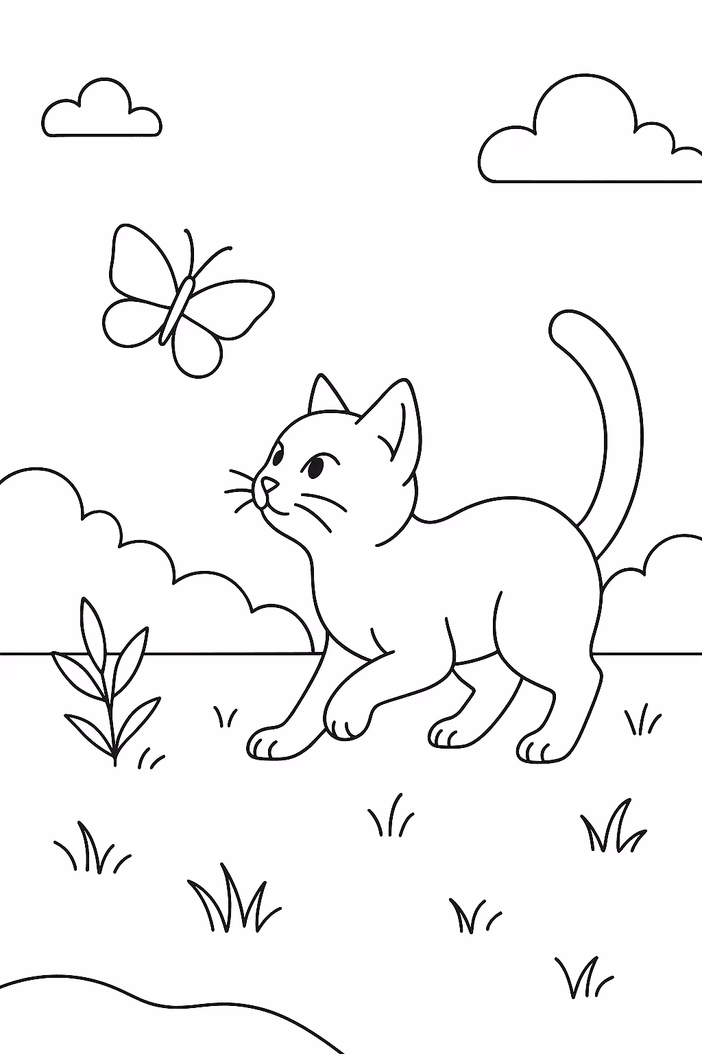 Gato borboleta para colorir — desenho para imprimir
