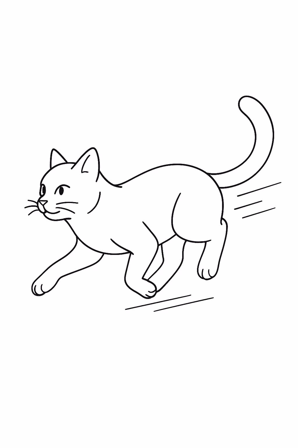 Gato correndo para colorir — desenho para imprimir