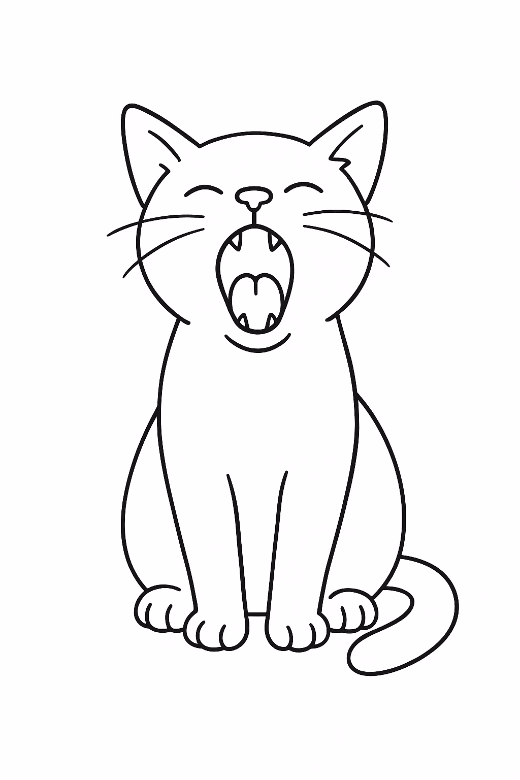 Gato gato bocejando para colorir — desenho para imprimir