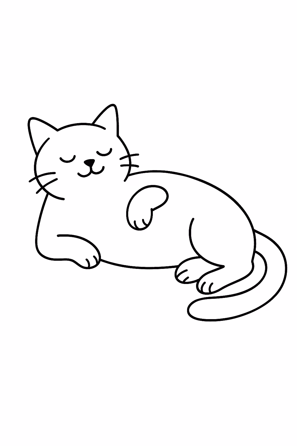 Gato gato deitado para colorir — desenho para imprimir