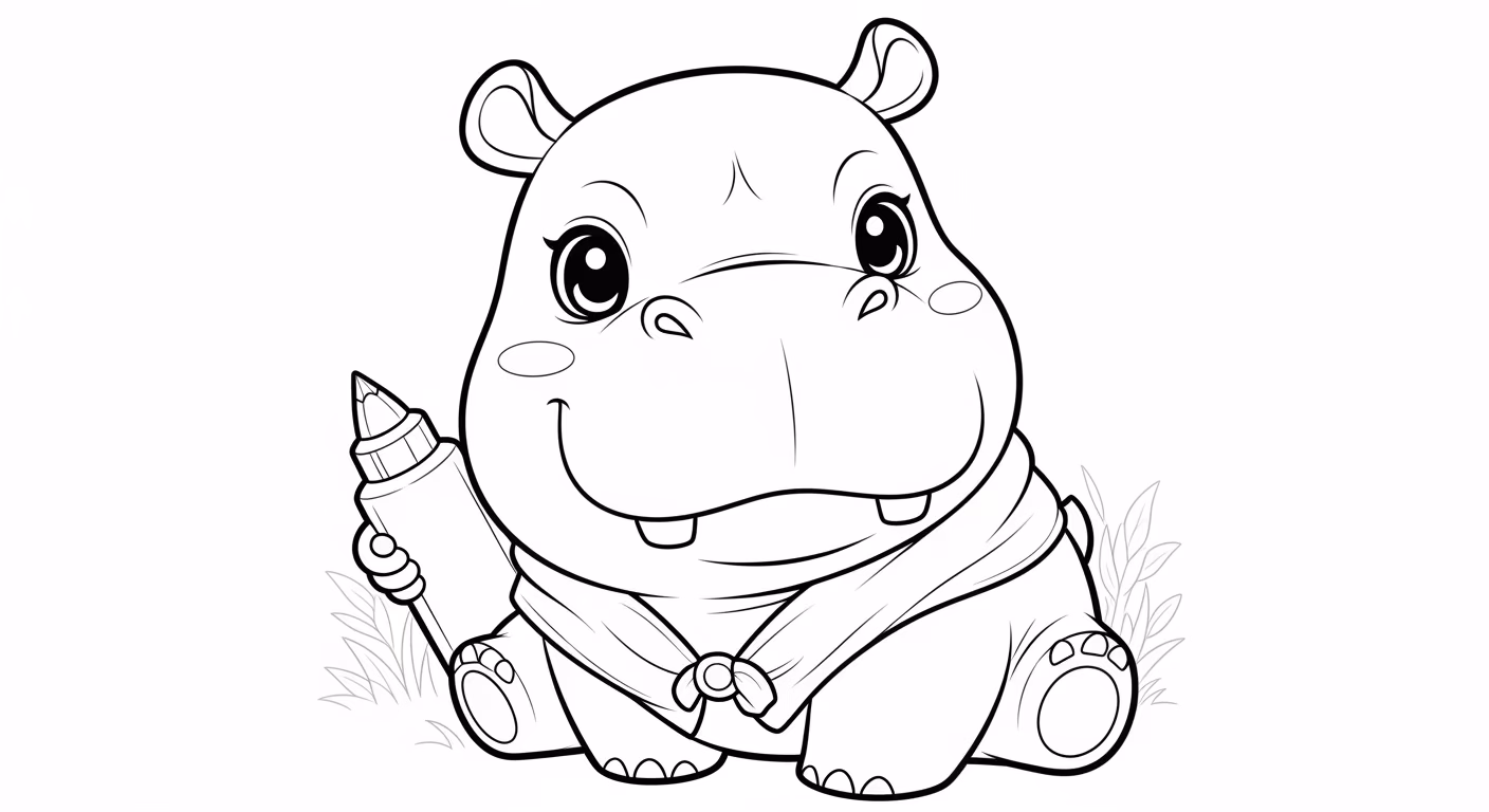 Hipopotamo para colorir — desenho para imprimir